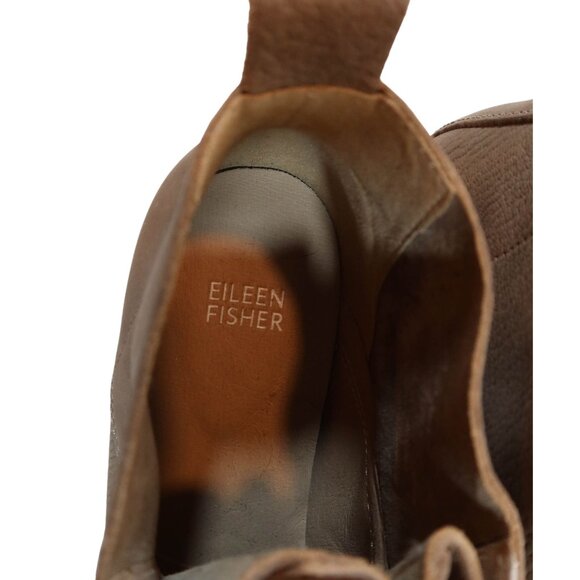EILEEN FISHER Capa Nubuck Leather Lace Up Wedge Boots Size 9 B Tan - Picture 7 of 10